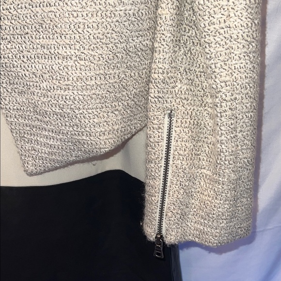 Alice & Olivia Elegant Women's Tweed Cream and Black Fine Leather Jacket, Size 6 - Picture 10 of 14